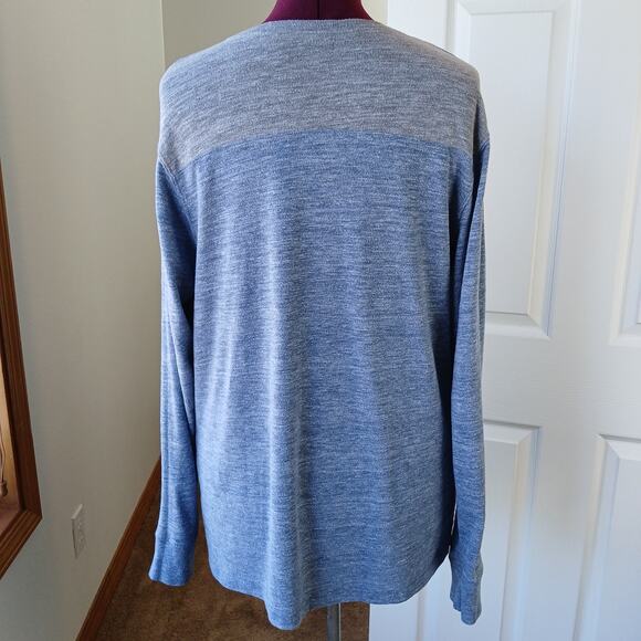 '47 Seattle Seahawks Colorblock Henley Large long sleeve blue grey button crew - Picture 4 of 12